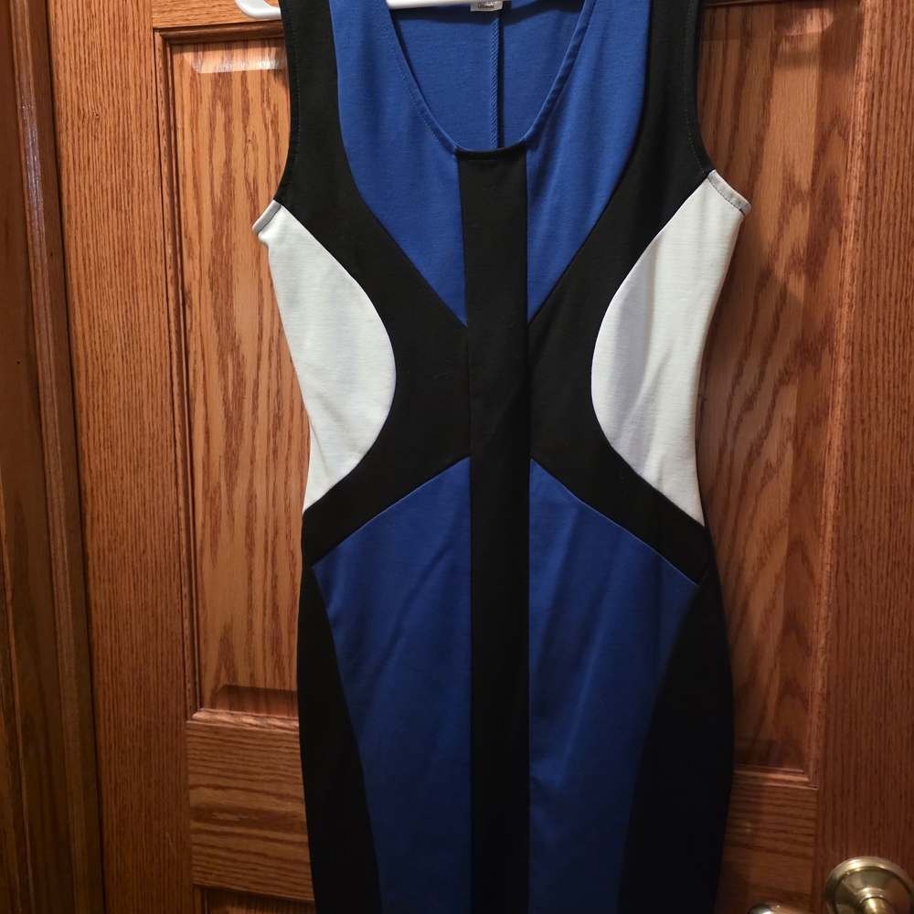 a'gaci Blue and Black Colorblock Mini Dress